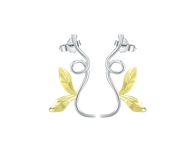 Asymmetrical Branch Leaves Dangle Earrings