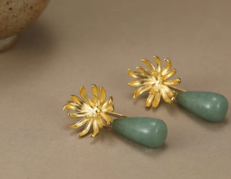 Chrysanthemum Drop Earrings