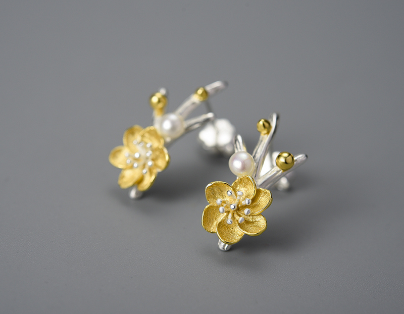 Winter Blossom and Snow Flower Stud Earrings