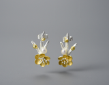 Winter Blossom and Snow Flower Stud Earrings