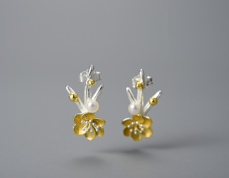 Winter Blossom and Snow Flower Stud Earrings