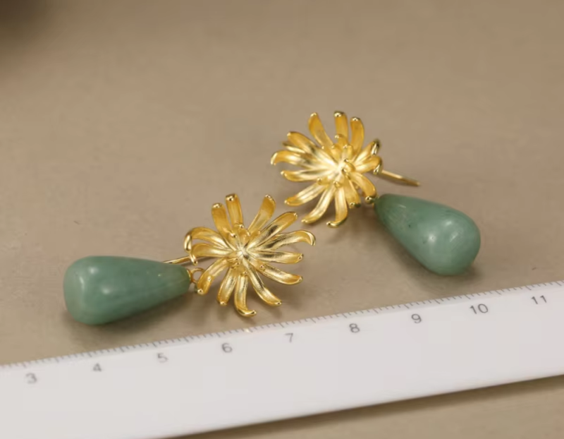 Chrysanthemum Drop Earrings
