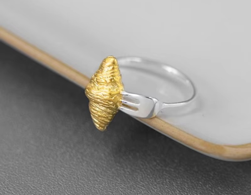 Croissant and Fork Ring