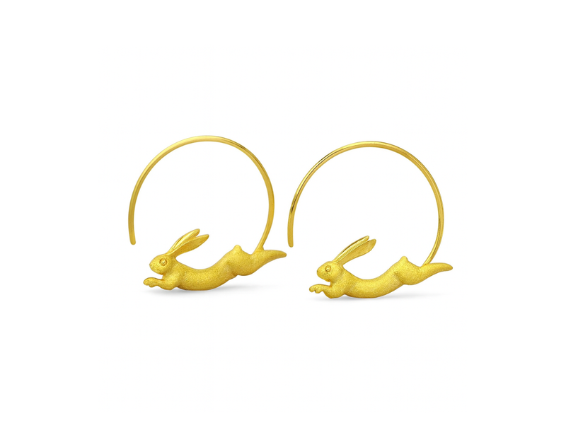 Running Bunny Hoop Earrings