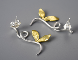 Asymmetrical Branch Leaves Dangle Earrings