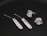Baroque Pearl Camellia Flower Drop Earrings