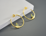 Bamboo Leaves Round Hoop Earrings