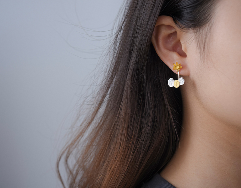 Water Lily Flower Stud Earrings