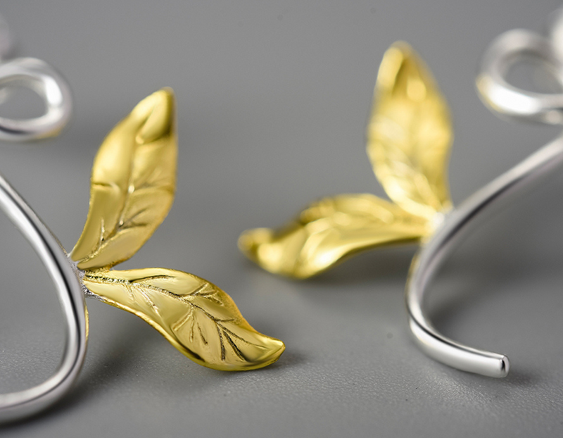 Asymmetrical Branch Leaves Dangle Earrings