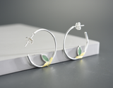 Bamboo Leaves Round Hoop Earrings