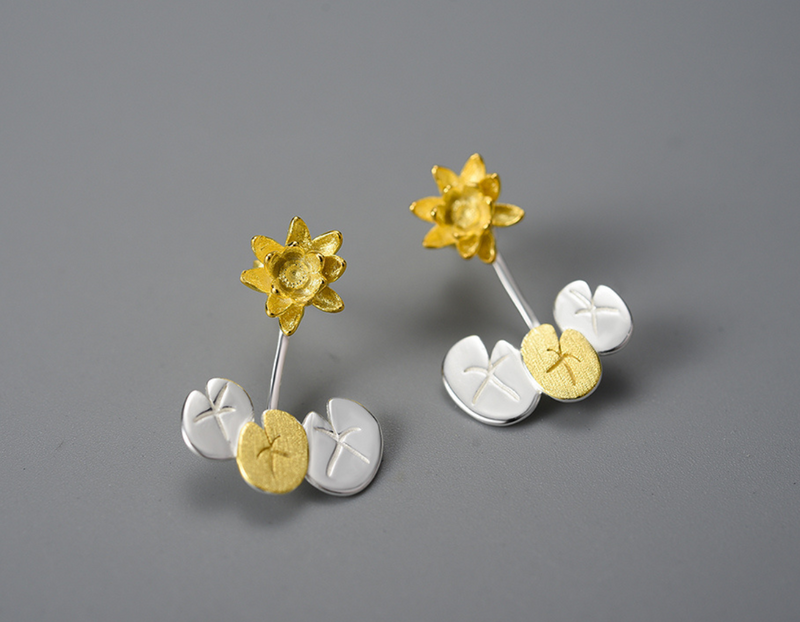 Water Lily Flower Stud Earrings