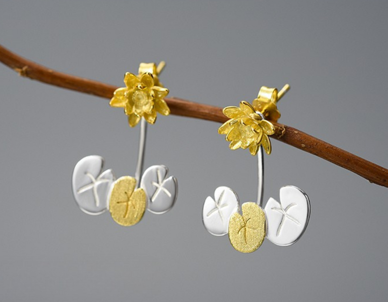 Water Lily Flower Stud Earrings