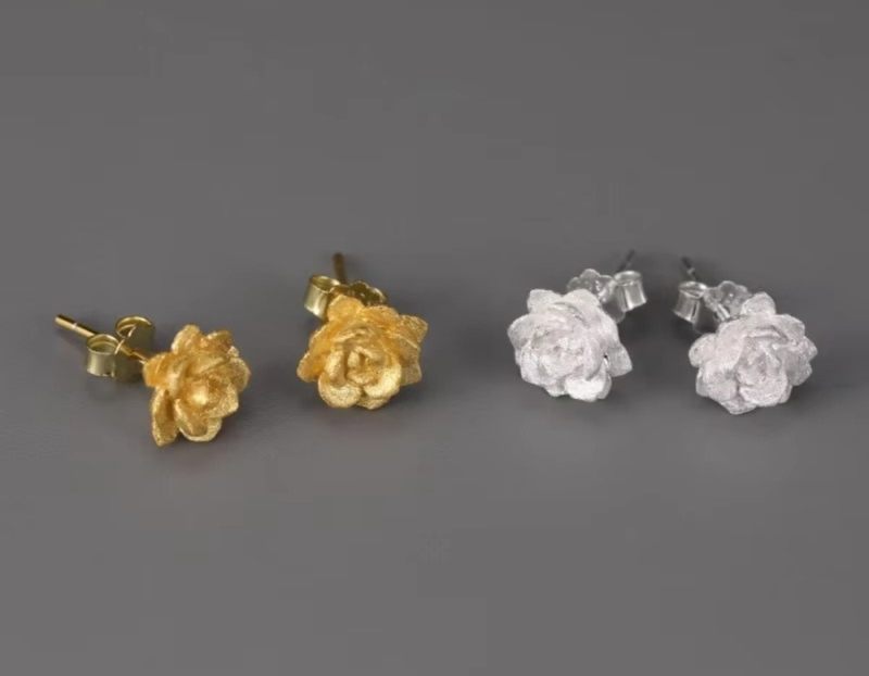succulent stud earrings Succulent Plant Stud Earrings Silver / CHINA