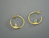 Bamboo Leaves Round Hoop Earrings