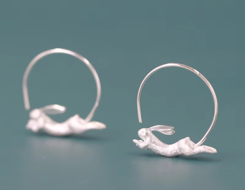 Running Bunny Hoop Earrings