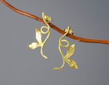 Asymmetrical Branch Leaves Dangle Earrings