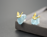 Aquamarine Butterfly Stud Earring