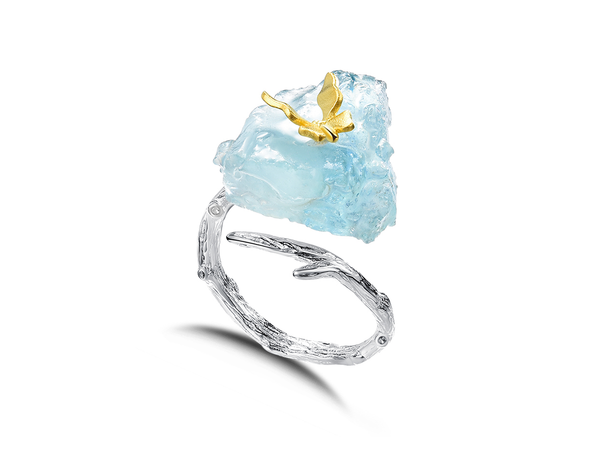 Aquamarine Butterfly Ring
