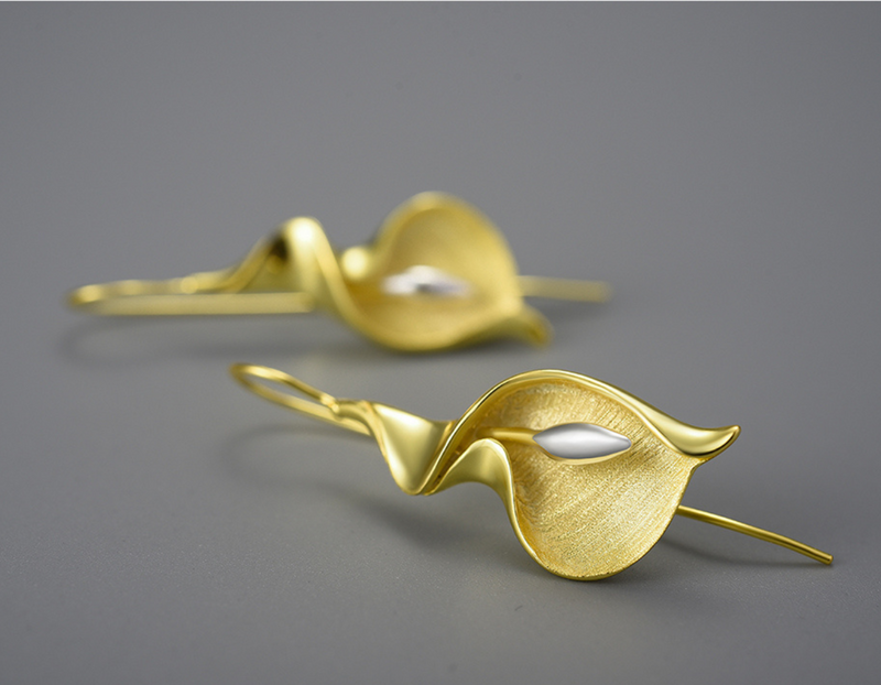 Silver Calla Sterling Silver | Calla Lily Flower Dangle Earrings - Lotus Fun