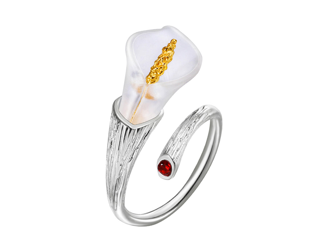 Diamond-Accent Pink Rhodium-Plated Sterling Silver Calla Lily Flower Ring -  Walmart.com