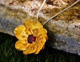 Blooming Anemone Flower Pendant