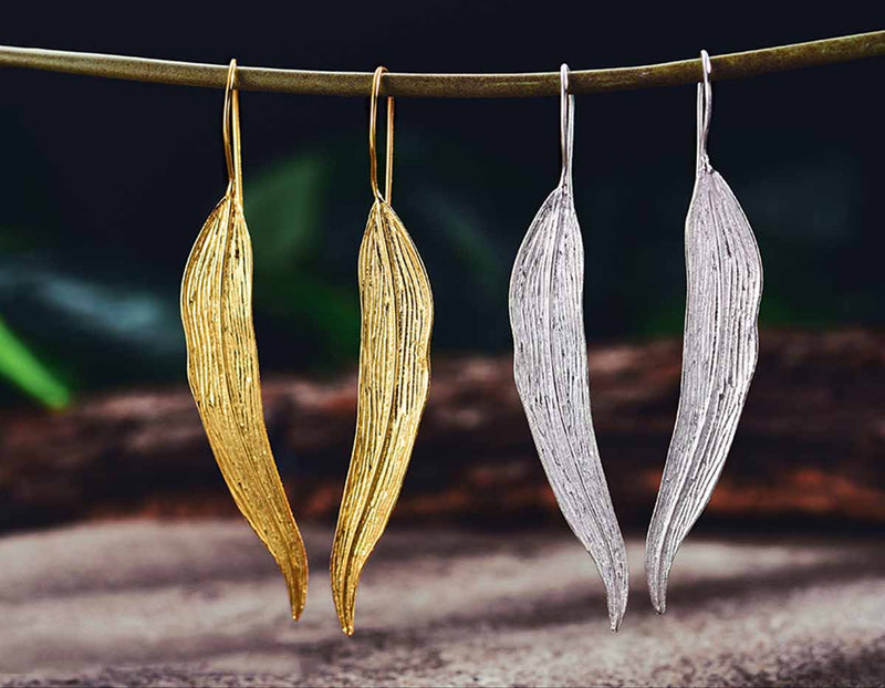 Silver and Gold Autumn Leaf Earring - Lotus Fun