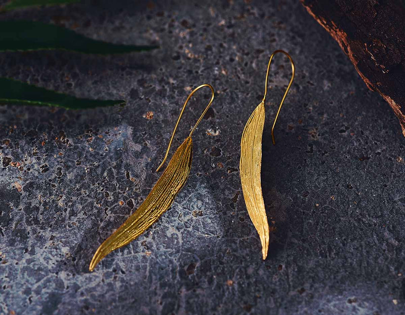 Gold Autumn Leaf Earring - Lotus Fun