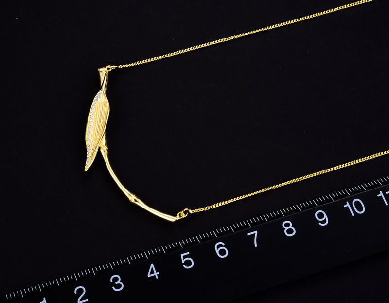Morning Dew on Bamboo Leaf Necklace