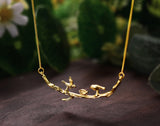 Gold Birds on Branch Necklace II - Lotus Fun