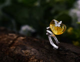 Amber Butterfly Ring - Lotus Fun