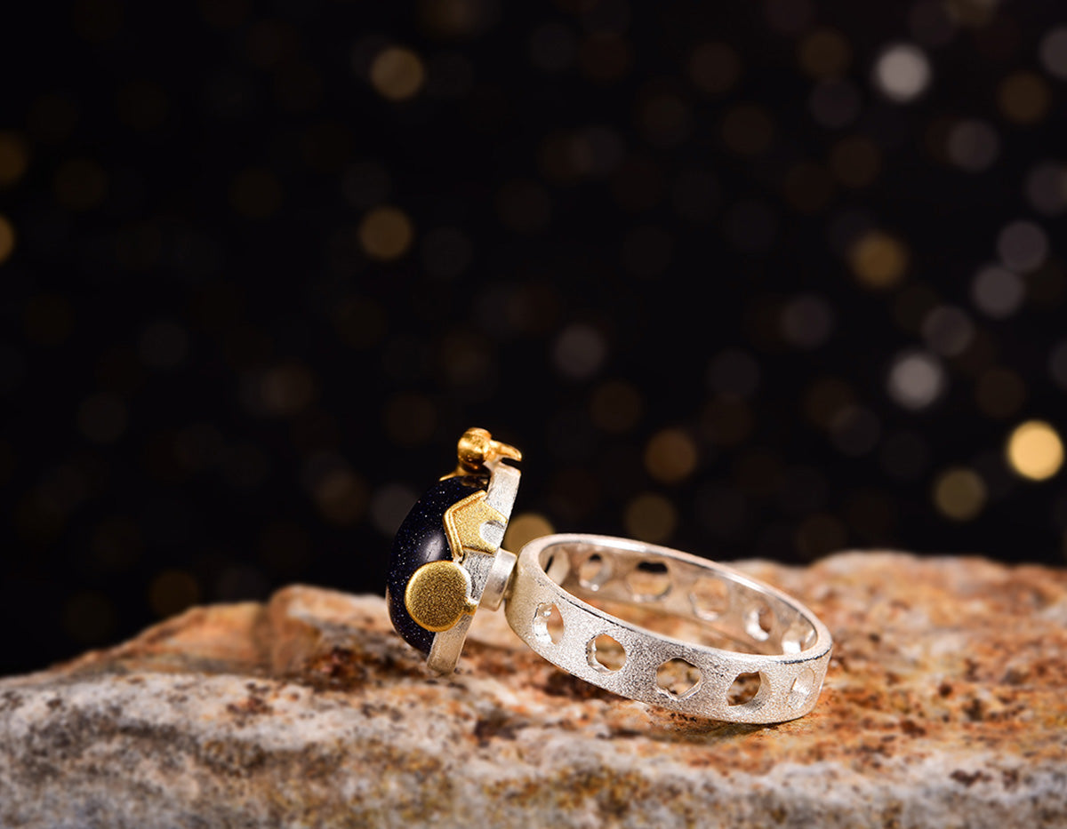 Sterling Silver | Rotatable Dog's Escape Ring - Lotus Fun