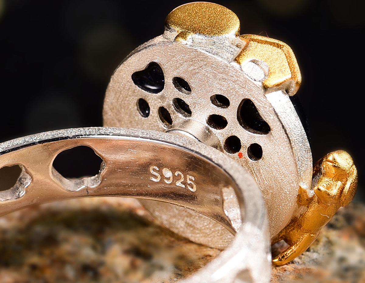 Sterling Silver | Rotatable Dog's Escape Ring - Lotus Fun