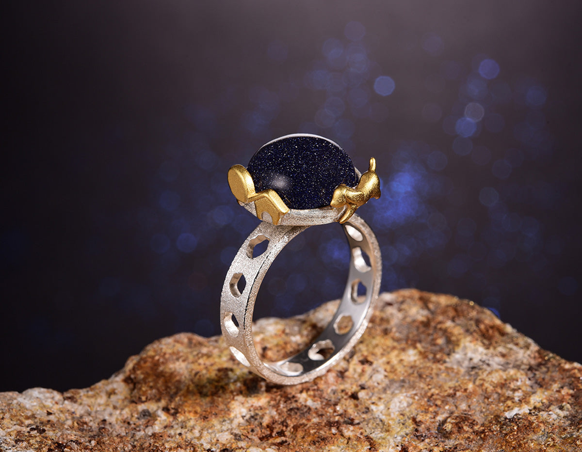Sterling Silver | Rotatable Dog's Escape Ring - Lotus Fun