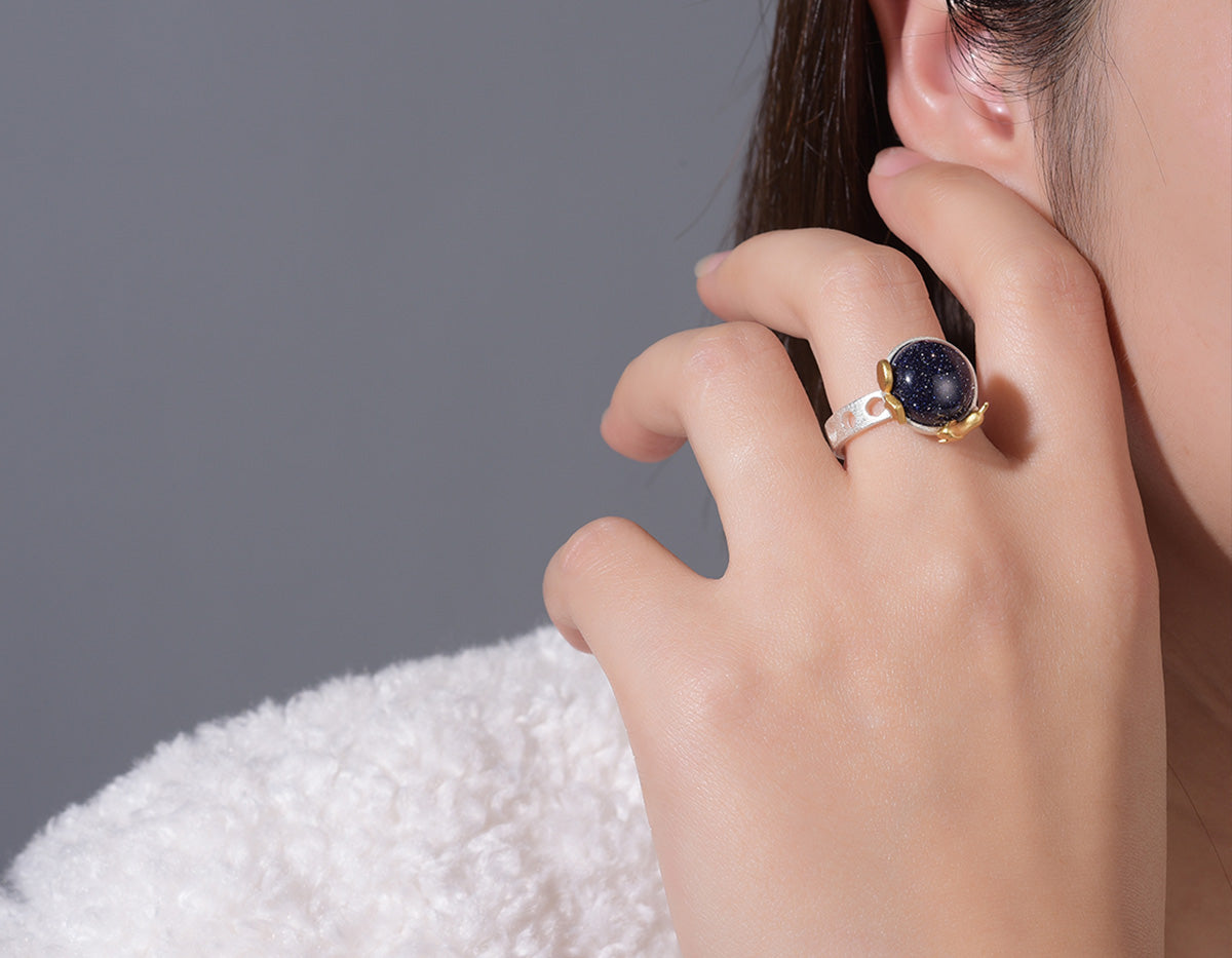 Sterling Silver | Rotatable Dog's Escape Ring - Lotus Fun