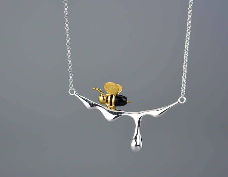 Dripping Honey & Bee Necklace