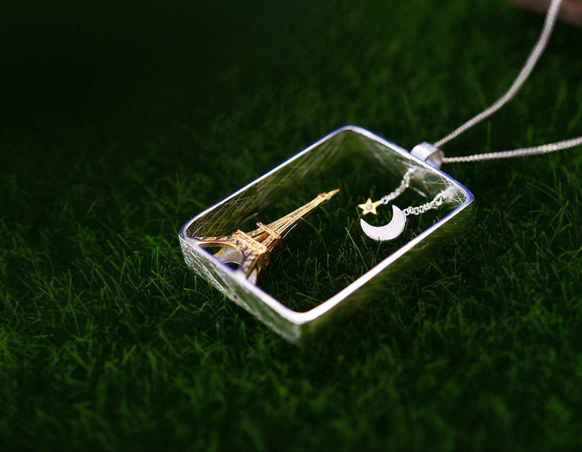 Sterling Silver | Night at the Eiffel Tower Pendant - Lotus Fun