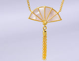 Mother of Pearl Oriental Fan Necklace