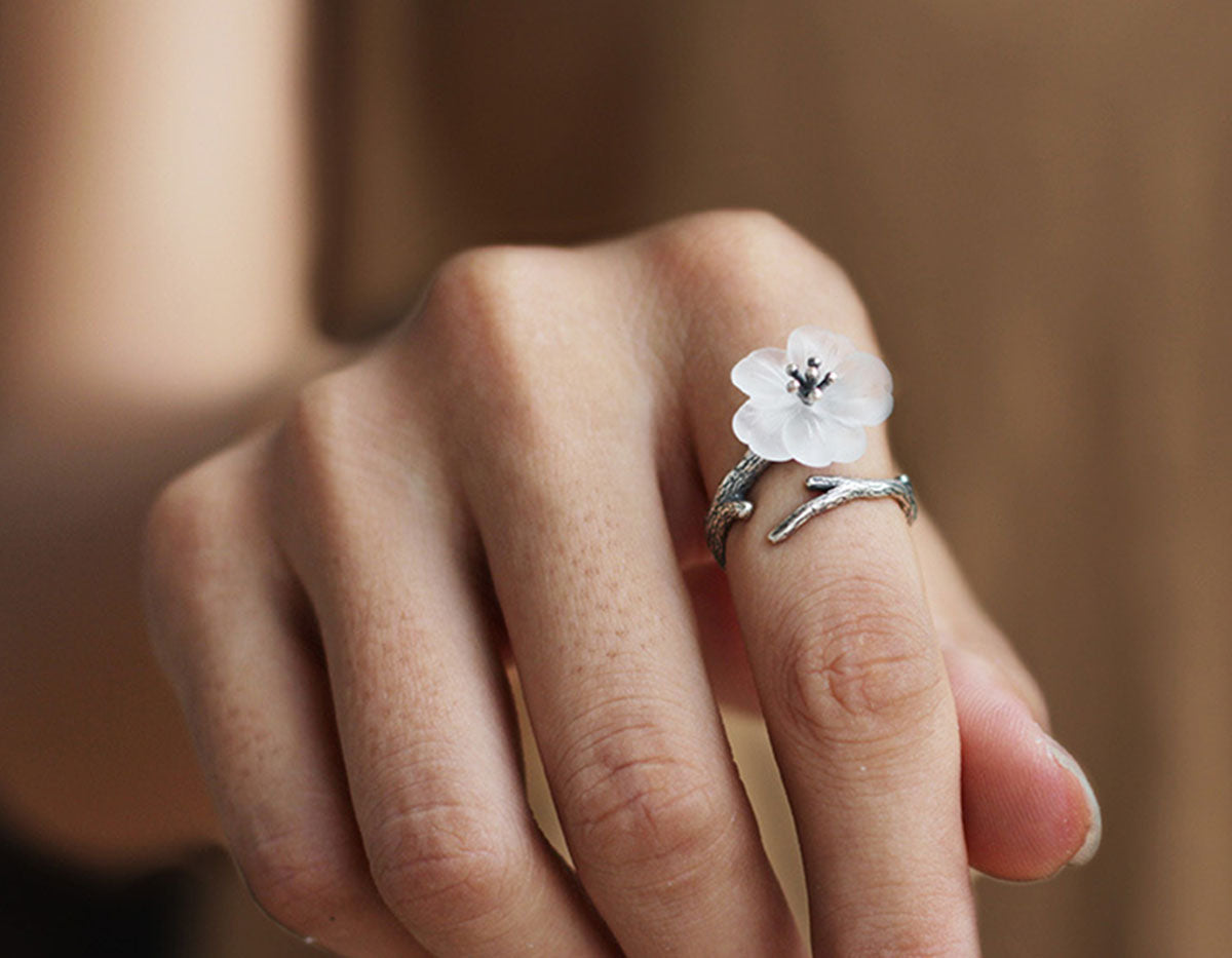 Sterling Silver | Flower In the Rain Ring - Lotus Fun