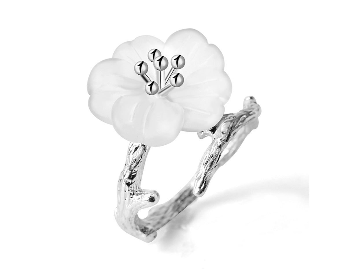 Lotus Fun 925 Sterling Silver Lapis Gemstone Redbud Flower Open Ring - Handmade Adjustable Size - View #13