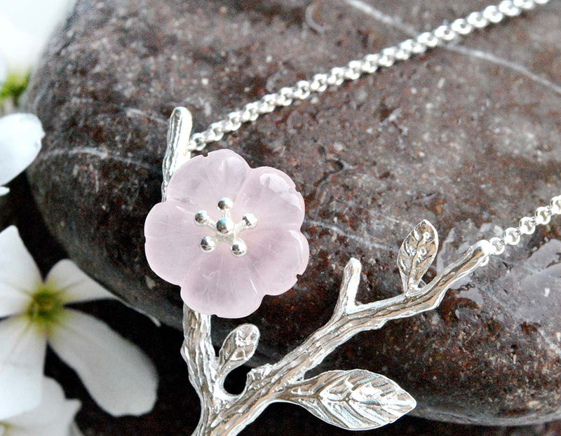 Pink Flower in the Rain Necklace - Lotus Fun