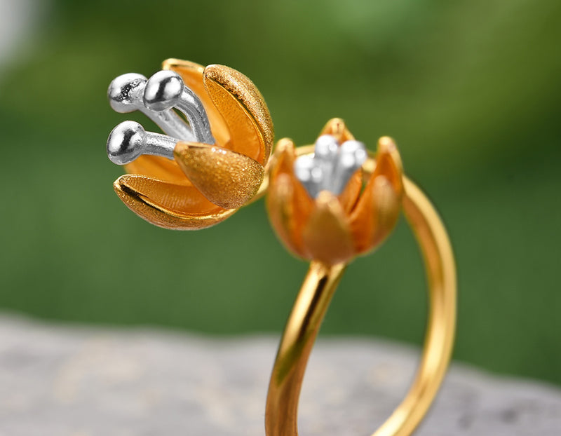 Fresh Flower Rings Sterling Silver | Fresh Blooming Flower Ring - Lotus Fun