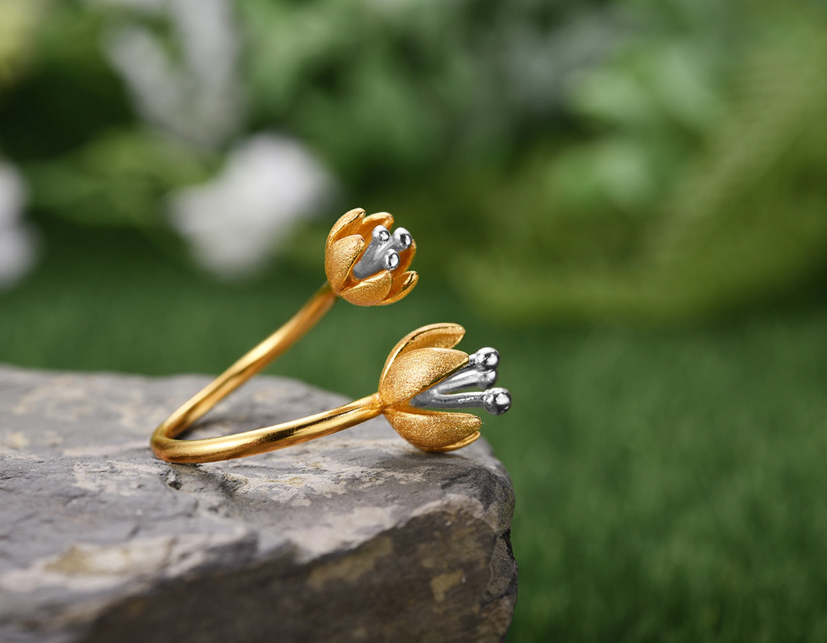 Fresh Flower Rings Sterling Silver | Fresh Blooming Flower Ring - Lotus Fun