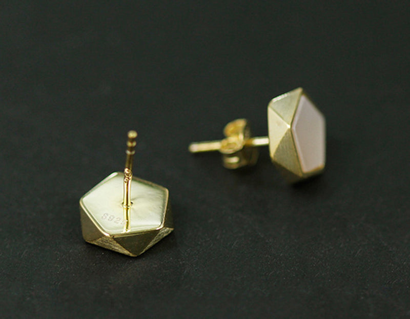 Gold Pentagon Geometric Earring - Lotus Fun