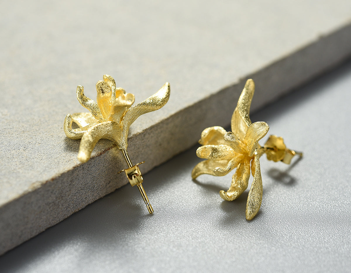 Sterling Silver | Iris Flower Stud Earring - Lotus Fun