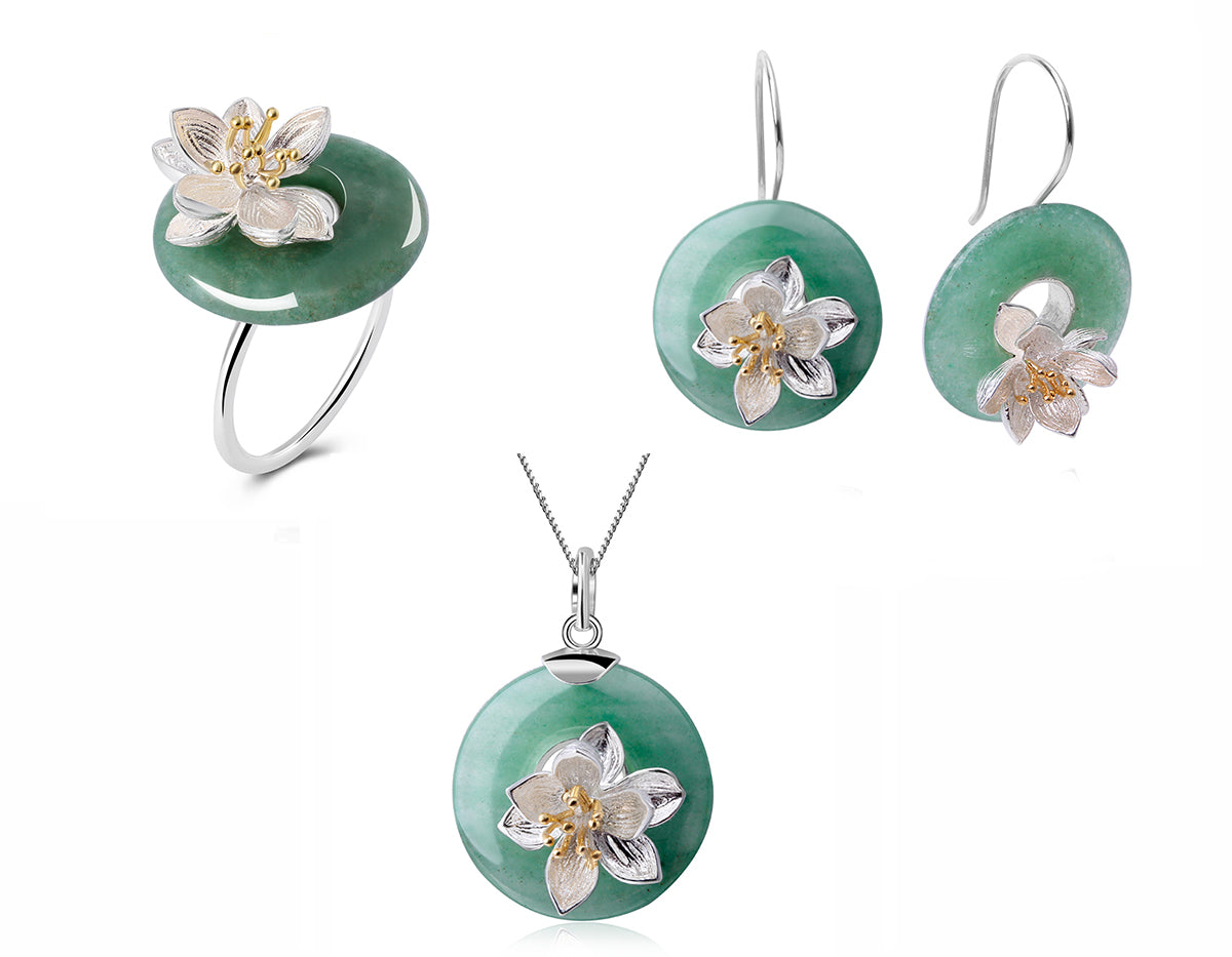 Sterling Silver Lotus Whispers Jewelry Set Lotus Fun
