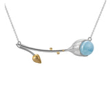 Aquamarine Lotus Necklace - Lotus Fun