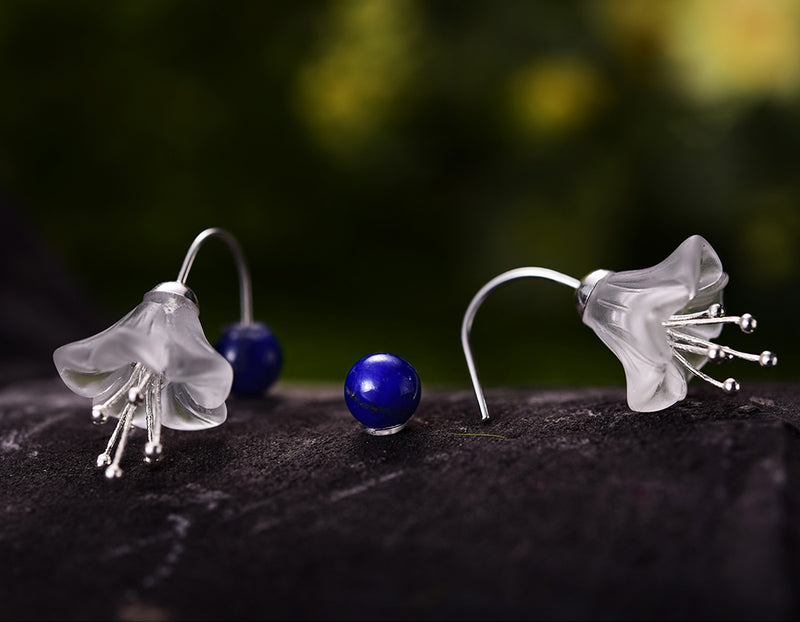 Crystal Lotus Lapis Earring - Lotus Fun