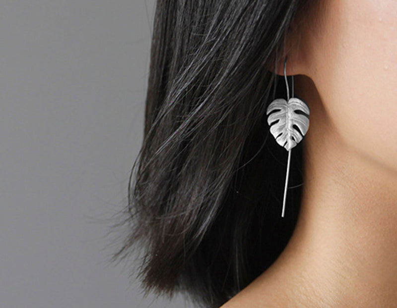 Sterling Silver Monstera Leaves Earring Lotus Fun