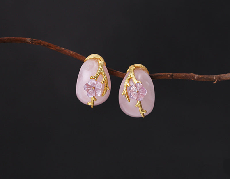 Plum Blossom Aventurine Earring - Lotus Fun