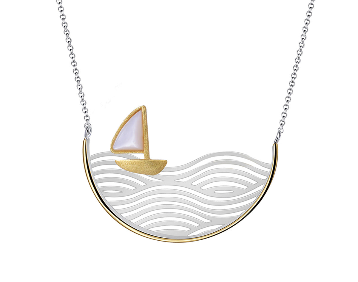 AeraVida Nautical Sailboat Textured Sterling Silver Pendant